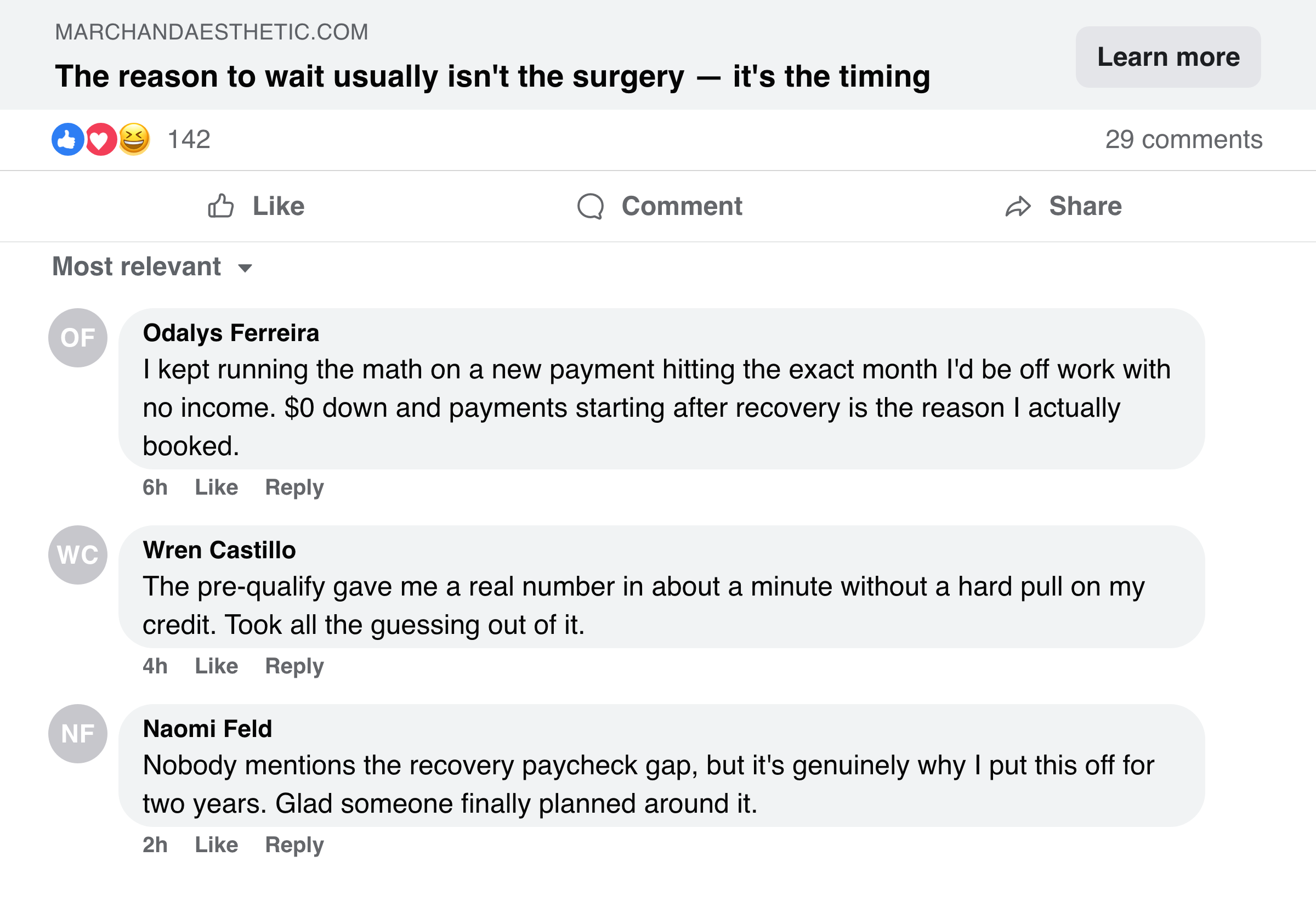 Facebook comments from mothers about the recovery paycheck gap finally being planned around
