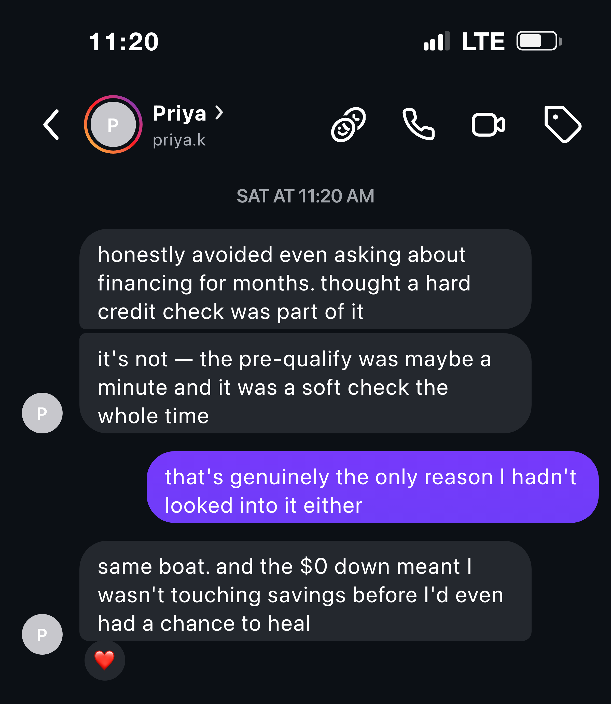 Instagram message from a mother relieved the pre-qualify check was a soft pull only